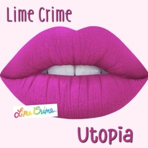 Lime Crime Utopia Bold Fuchsia Matte Lipstick Velvetine Brand New, NO BOX